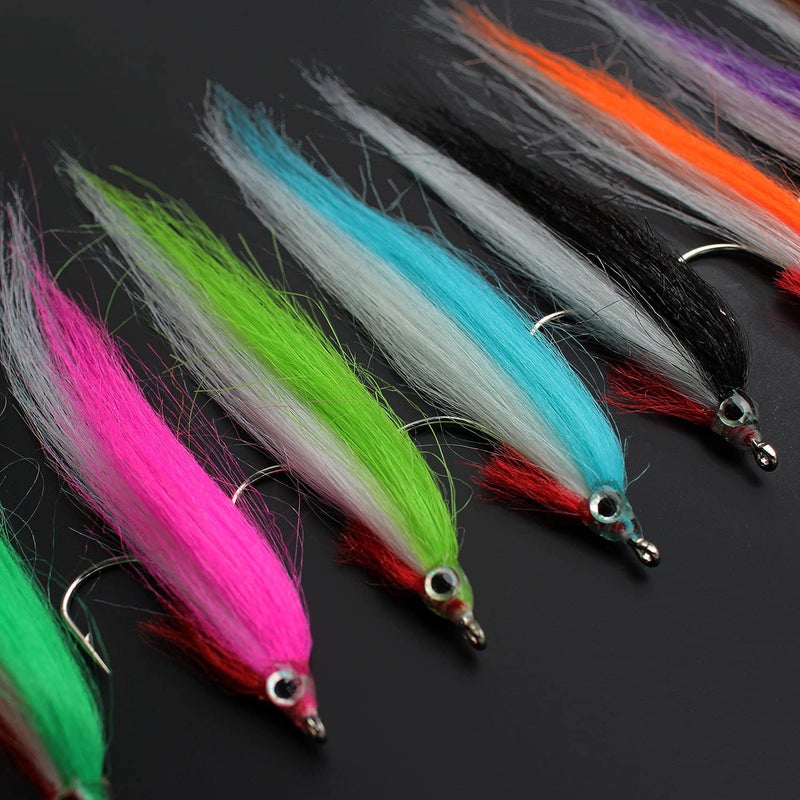 Tigofly 20 pcs 1/0 4cm UV Colors High Carbon Hook Polar Fry Salmon Trout Sea Bass Steelhead Minnow Fly Fishing Flies Lure Set - Image 1
